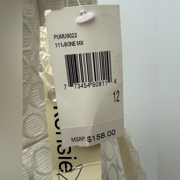 Kensie Dress Size 12 Cream Textured Black Ruffle Bib Collar A-Line Sleeveless - Picture 7 of 17